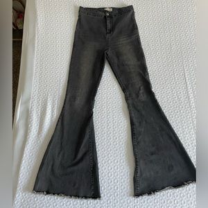 High Rise Raw Edge Flare Jeans